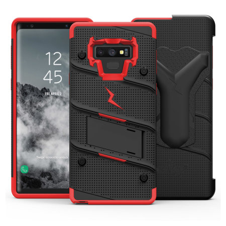 Zizo Bolt Samsung Note 9 Skal & bältesklämma - Svart / Röd