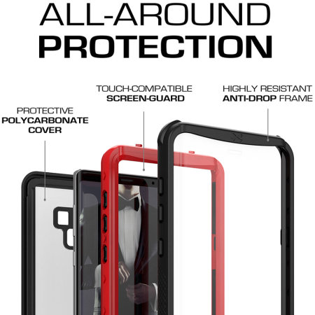 Ghostek Nautical 2 Samsung Galaxy Note 9 Waterproof Case - Black /Red