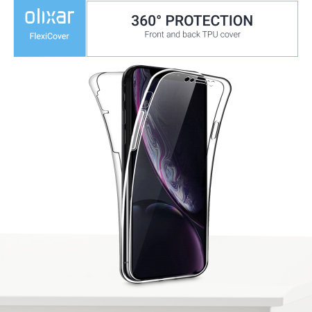 Coque iPhone XR Olixar FlexiCover protection complète en gel – Transp.