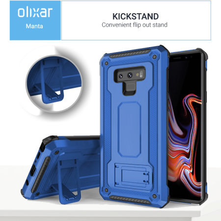 Samsung Galaxy Note 9 Hülle mit gehärtetem Glas Olixar Manta - Blau