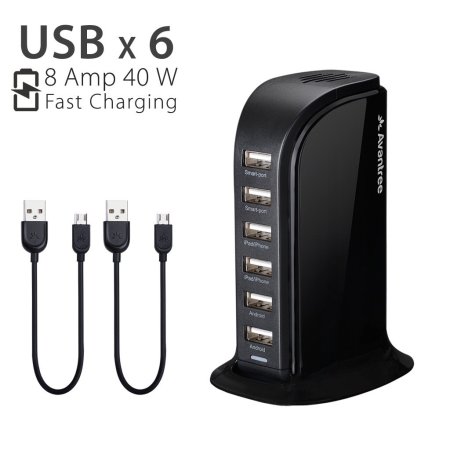 Avantree PowerTower Desktop USB Charger - Black - EU Mains