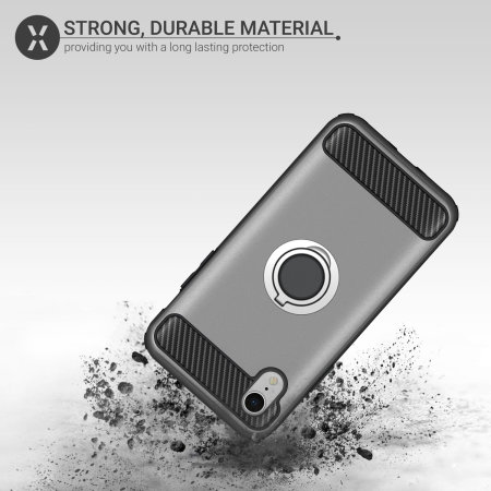 Olixar ArmaRing robust skal med fingerhållare för iPhone XR - Silver
