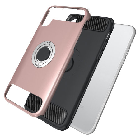 olixar armaring iphone xs max finger loop tough case - rose gold