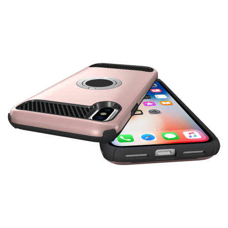 Olixar ArmaRing iPhone XS Max Finger Loop Tough Case - Rose Gold