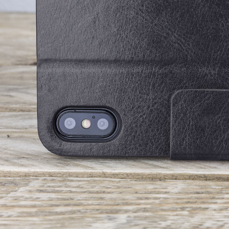 Olixar Lederen stijl portemonnee iPhone XS Max Case - Zwart