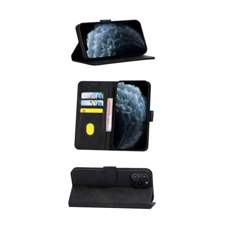 Olixar Leather-Style iPhone XR Wallet Stand Case - Black