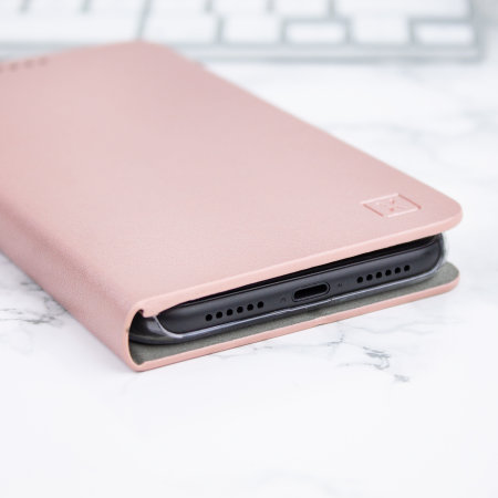 Olixar Leather-Style iPhone XR Wallet Stand Case - Rose Gold