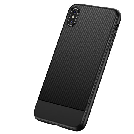 olixar carbon fibre apple iphone xs max case - black