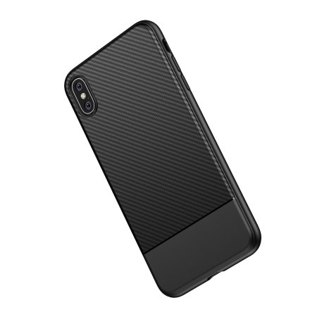 olixar carbon fibre apple iphone xs max case - black