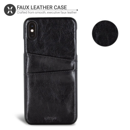 Olixar Farley iPhone XS Max Faux Leather Wallet Case - RFID Blocking