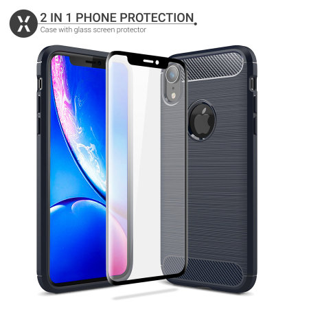 Olixar Sentinel iPhone XR Case and Glass Screen Protector - Blue