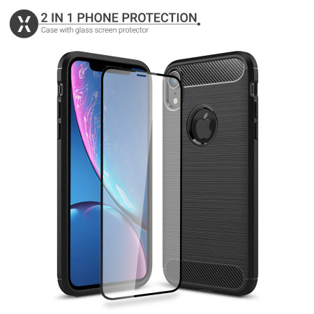 Olixar Sentinel iPhone XR Case and Glass Screen Protector - Black