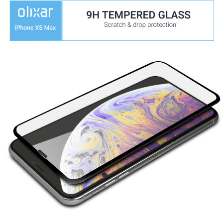 Olixar iPhone XS Max Full Cover Glass Screen Protector - Black
