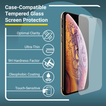 olixar iphone xs max case compatible tempered glass screen protector