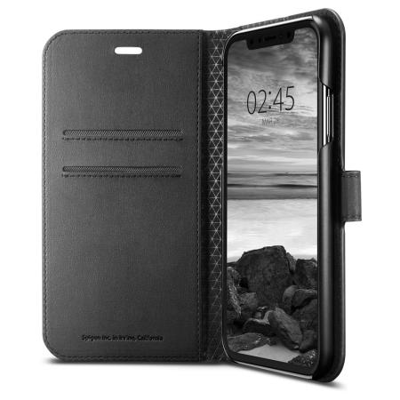 Spigen Slim Wallet S Faux Leather iPhone XR Case - Black
