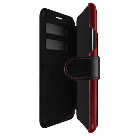 Housse iPhone XS VRS Design Dandy portefeuille simili cuir – Noir