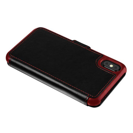 VRS Design Dandy Lederen Stijl iPhone XS Portemonnee Case - Zwart