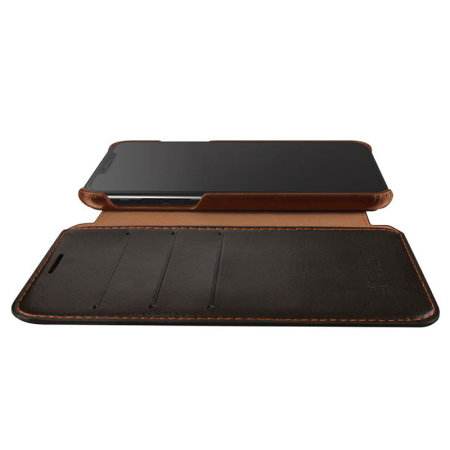 VRS Design Dandy Leather-Style iPhone XS Plånboksfodral - Mörkbrun