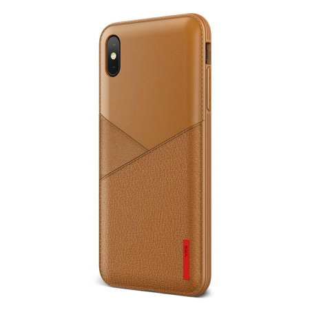 Coque iPhone XS Max VRS Design Leather Fit Label en cuir – Marron