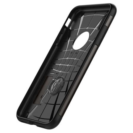 Coque iPhone XS Max Spigen Slim Armor – Robuste & béquille – Gunmetal