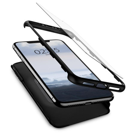 Coque iPhone XS Max Spigen Thin Fit & Verre Trempé – Noire