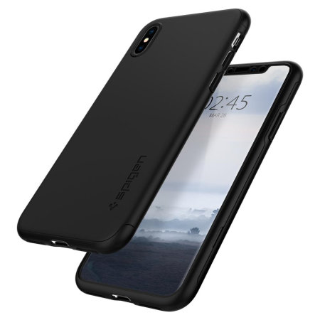 Coque iPhone XS Max Spigen Thin Fit & Verre Trempé – Noire