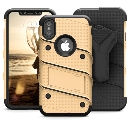 Zizo Bolt iPhone XS Max Tough Case & Screen Protector - Gold / Black