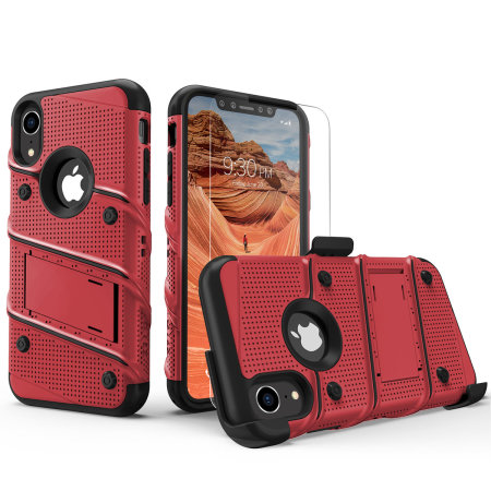 Zizo Bolt iPhone XR Tough Hülle & Displayschutzfolie - Rot / Schwarz