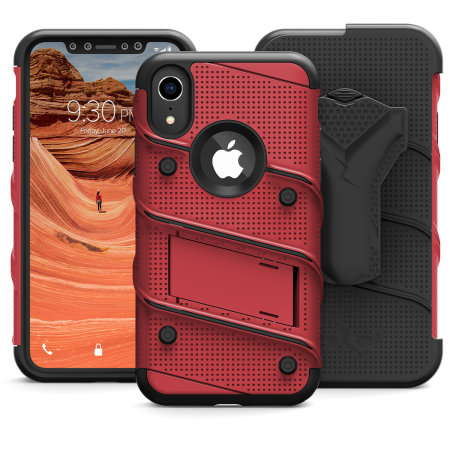 Zizo Bolt iPhone XR Tough Hülle & Displayschutzfolie - Rot / Schwarz