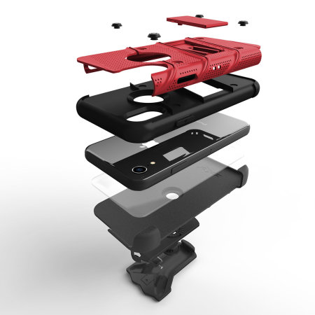 Zizo Bolt iPhone XR Tough Hülle & Displayschutzfolie - Rot / Schwarz