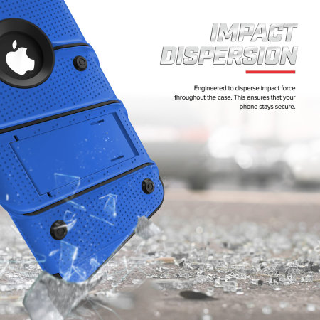 zizo bolt iphone xr tough case & screen protector - blue / black