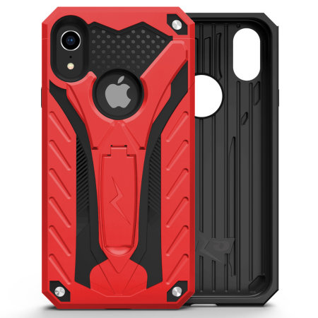 Zizo Static iPhone XR Tough Case & Kickstand - Red / Black
