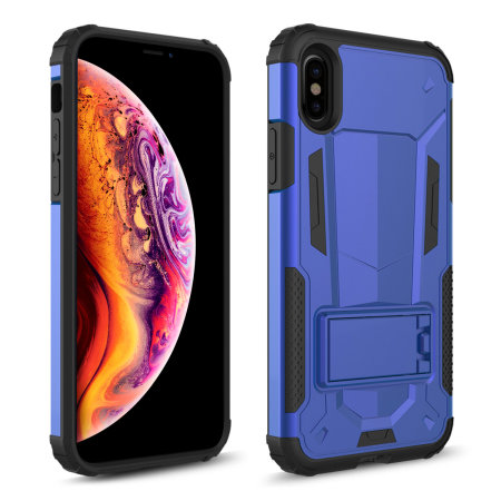 Coque iPhone XS Max Zizo ZV Hybrid Transformer avec béquille – Bleu