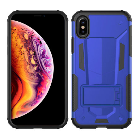 Coque iPhone XS Max Zizo ZV Hybrid Transformer avec béquille – Bleu