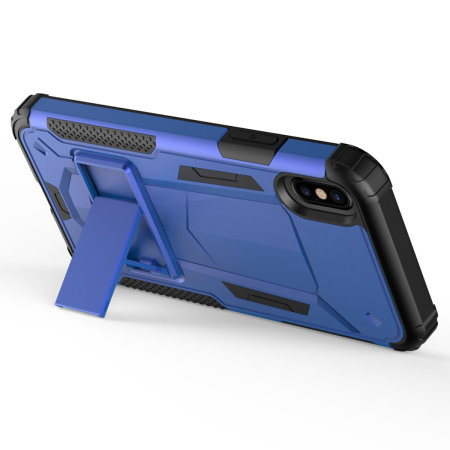 Coque iPhone XS Max Zizo ZV Hybrid Transformer avec béquille – Bleu