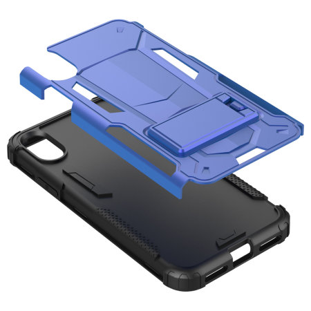 Coque iPhone XS Max Zizo ZV Hybrid Transformer avec béquille – Bleu