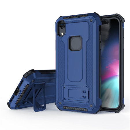 Olixar Manta iPhone XR Tough Case with Tempered Glass - Blue