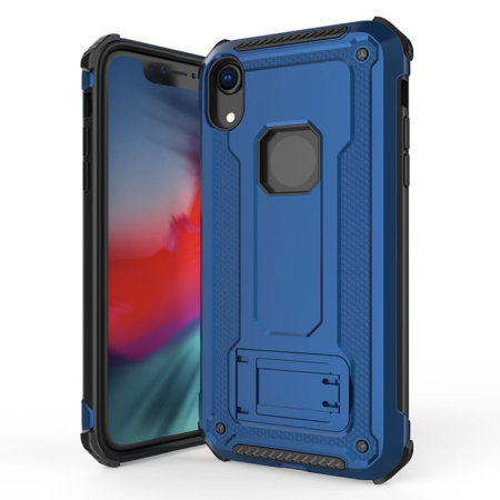 iPhone XR Hülle mit gehärtetem Glas Olixar Manta - Blau