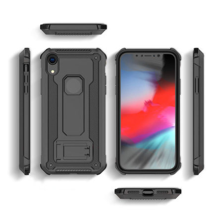Olixar Manta iPhone XR Tough Case with Tempered Glass - Black