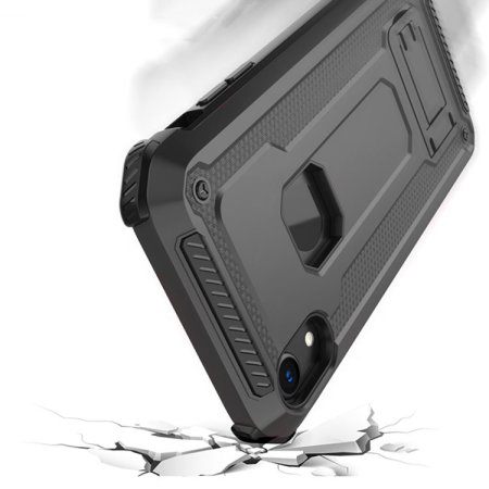 Olixar Manta iPhone XR Tough Case with Tempered Glass - Black