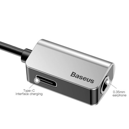 Baseus USB-C To USB-C & 3.5mm Audio Aux Adapter - Silver
