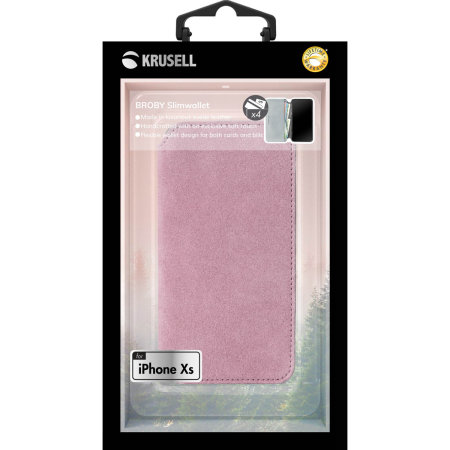 Housse iPhone XS Krusell Broby 4 Card portefeuille mince – Rose