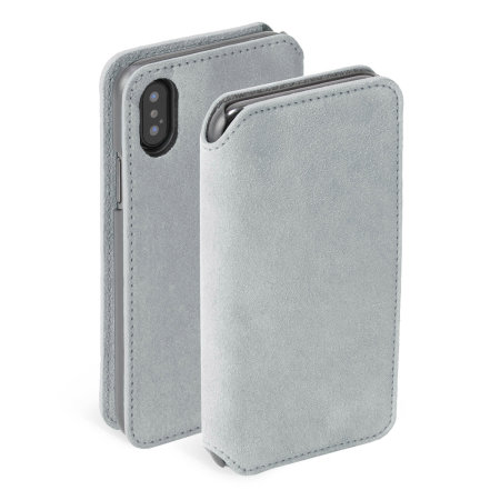 Krusell Broby Folio iPhone XS Max Slim 4 Card Wallet Case - Grey