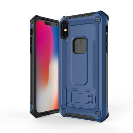 olixar manta iphone xs tough case with tempered glass - blue