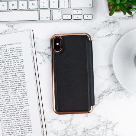 Coque iPhone XS Max Ted Baker avec rabat et miroir – Noir