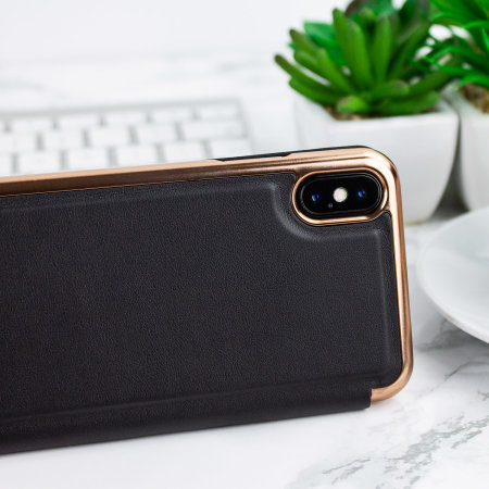 Coque iPhone XS Max Ted Baker avec rabat et miroir – Noir