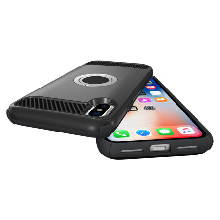 olixar armaring iphone x finger loop tough case - black