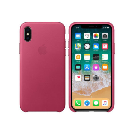 Official Apple Leather iPhone X Case - Fuchsia