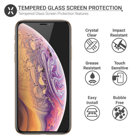 Olixar iPhone XS Glas Displayschutz EasyFit (Fall kompatibel)