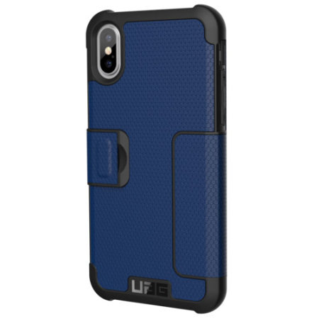 uag metropolis rugged iphone xs wallet case - cobalt